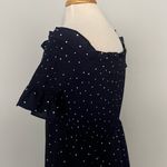 Vine & Love Navy Blue White Polka Dot Short Sleeve Dress Photo 3