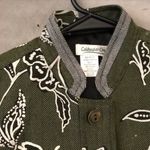 Coldwater Creek  Madarin Collar Military Style Floral and Herringbone Jacket M Photo 2