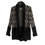 Lucky Brand  Stargazer Chevron wool blend open long cardigan women’s M black gray Photo 2