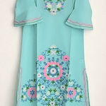 NEW Debbie Katz Taliah Maxi Tunic Dress cover up LARGE SEA Blue Photo 0