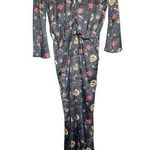 Victoria's Secret Victoria’s Secret Floral Print Satin Long Sleeve Full Pant Jumpsuit Size Small Photo 0
