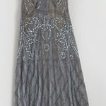 Free People  Dress Womens Size XS Verona Mini Dress Sheer Beaded Gray Slip Photo 0