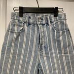 PacSun size 6 Striped Denim High Rise Straight Leg Distressed Hem Jeans Photo 1