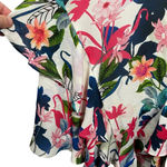 Parker  Floral Fiesta Ruffled Formal Mini Dress in White/Pink/Blue Size M Photo 3