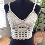 Vintage Havana Cream & Tan Crochet Cotton Cropped Sweater Tank Top Photo 0