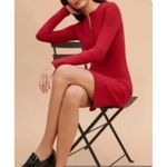 Reformation  Jeans Tam Knit Dress Size‎ Small Red Long Sleeve Henley Mini Photo 2