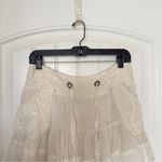 Free People  Cream Large‎ Tiered Boho Mini Lined Flowy Feminine Raw Edge Skirt Photo 2