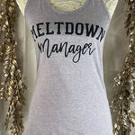 Next Level Apparel Next Level “Meltdown Manager” Racerback Tank Top Size Medium‎ Gray Graphic Print Photo 0