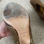Prada Authentic vintage  sequin leather peep toe mary Jane heels gold Photo 6