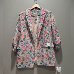 NWT Fate Floral Meet Me in Paris Blazer Jacket Small Open Front Linen Cotton Pink Photo 1
