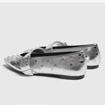 Silver Studded Mary Jane Flats Black Size 6 Photo 2