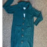 Pink Rose  Women Long Sleeve Knitted Open Front Duster Cardigan Green Sz S Photo 5