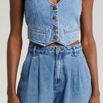 ROLLAS Dallas Women’s Cropped Denim Buttoned Y2K Vest Sz S Blue Photo 0