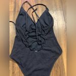 Abercrombie & Fitch Abercrombie navy ribbed lace up back one piece bathing suit or bodysuit nwot $80 Photo 4