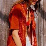 Free People NWOT WE THE FREE X  COTTON PALM TREE PATTERN HAWAIIAN SHIRT Oversize Photo 0