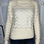 Hinge  Ivory Semi Sheer Chevron Knit Sweater Women's Size XS Photo 0