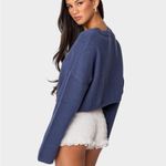 Edikted Knit Bow Cropped Sweater Women's XS/S Navy Boho Dainty Coquette Girl Photo 2