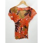Johnny Heaven Womens Orange Tropical Asian Novelty Top Size XL Mesh Artsy Photo 1