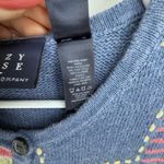 Crazy Horse Blue Pink Patchwork Knit Cardigan Sweater Top S Grannycore Cottage Photo 2