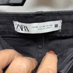 ZARA Women Black Cropped Flare Jeans Raw Hem Distressed Size 8 Photo 4