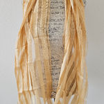 Jones New York  Gold Striped Sheer Fringe Large Silk Blend Scarf Wrap Photo 0