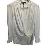BCBGMAXAZRIA Jaklyn Draped Front Blouse in Alabaster White Size XXS Photo 0