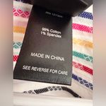 Ali Miles Top Womens XL Rainbow Stripe Button Front Wire Collar Artsy Tunic White Photo 4