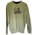 Topstitch by morning sun women's size XL vintage green bird sweater crewneck Photo 0