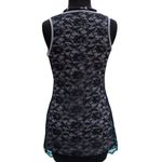 Cache  Black Lace Overlay Stretch Gray Tee Top Sleeveless New Size NWT Photo 2