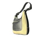 Salvatore Ferragamo Ivory Canvas Black Leather Shoulder Bag Vintage Photo 9