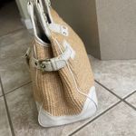 Rafe Woven Straw Hobo Bag White Leather Trim Studded Accents Cute Chic Purse Tan Photo 4