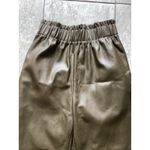 Avec Les Filles  Faux Leather Wide Leg Pants Olive Green Elastic Waist Size XS Photo 1