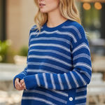 CAbi  New NWT Popular Pullover #6165 blue white stripe Size XL BLUE STRIPE Photo 0