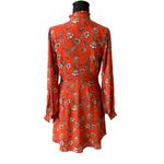 Loft  0 xs burnt orange terracotta paisley boho print mock neck button LS dress Photo 4