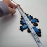 Kate Spade Day Tripper Bib Necklace Navy Blue Statement Chunky coastal Waterfall Photo 5