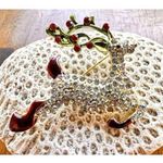 Reindeer Brooch Pin Rudolph Christmas Eve New Crystal Accents Santa Nort… Gold Photo 0