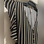 Xhilaration  Black & Cream Vertical Striped Jumpsuit With Ruffle Sleeves - XS Photo 4