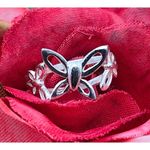 None Cute Silver Tone Butterfly Ring Size 7 Novelty Jewelry Photo 3