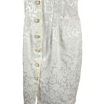 1980's jacquard cream coat dress puffy sleeves size medium White Photo 7