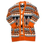 Serra  Orange & Black Aztec Open Front Cardigan Sweater Size Medium Boho Western Photo 9
