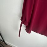 SheIn  Blouse V-Neck 3/4 Sleeve‎ Tie-Cuff Burgundy Top Size S Photo 5