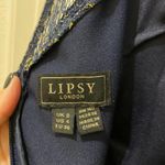 Lipsy London  Navy Blue & Gold Lace Bodycon Evening Gown 4 Photo 6