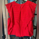 Sugar Lips Blouse embroidered eyelet red cherry top short sleeves ruffles overlay Photo 4