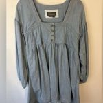 Anthropologie Long-Sleeve Square-Neck Denim Babydoll Mini Dress Size Small Photo 4