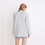 Madewell White Blue Linen Collarless Blazer in Gingham Check Photo 2