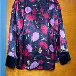 Halston Floral Satin Lounge Set Black Size M Photo 2
