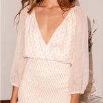 Lulus  gold shimmer dot ruffle mini dress NWT size small‎ Photo 0