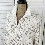Aerie Leopard Print Oversized Sweatshirt Cream Tan Beige Small Quarter Zip Photo 5