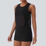 Halara NWT Sheer Round Neck Mesh Longline Running Tank Top Sz XL black Photo 0