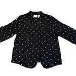 Chico's  Black Polka Dot Cardigan Lightweight Open Front Blouse Roll Tab Sleeves Photo 11